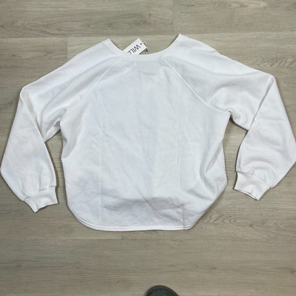 WILDFOX Victoria Pullover Sweater Womens Large‎ White V Neck High Low Fleece - Picture 3 of 6